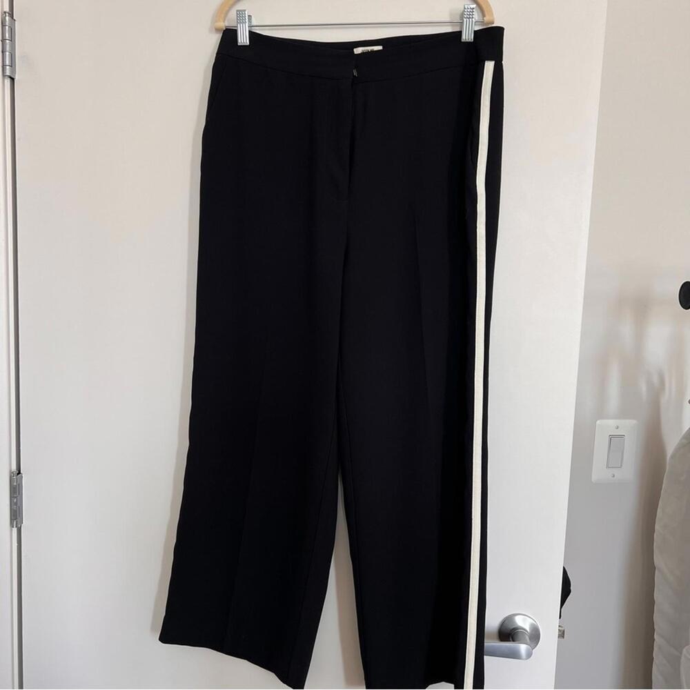 Jason Wu Black Wide Leg Pants with White Stripe